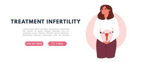 tratamento de infertilidade. mulher segura o útero. ilustração vetorial plana vetor