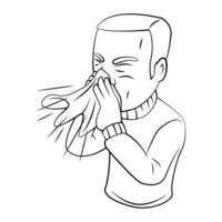 ilustração de esboço de homem espirrando vetor
