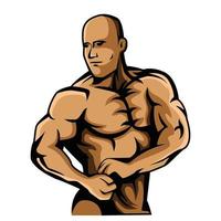 ilustração de construtor de corpo muscular vetor