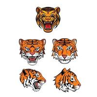 design de coleção de cabeça de tigre vetor