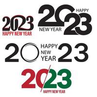 conjunto de design de texto feliz ano novo 2023. 2023 feliz ano novo símbolo isolado no fundo branco. vetor