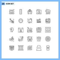 25 ícones criativos, sinais e símbolos modernos de armazenamento online, armazenamento em nuvem, energia, computação em nuvem, grandes elementos de design de vetores editáveis