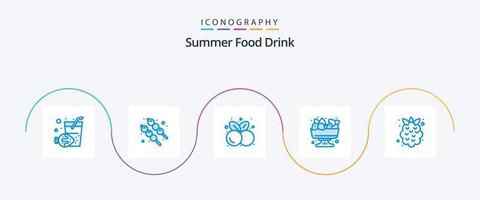 pacote de ícones de bebida de comida de verão azul 5, incluindo frutas. Comida. fruta. verão. Comida vetor