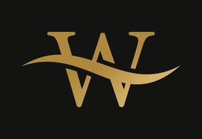 design de logotipo de letra w, com swoosh, conceito de design vetorial vetor