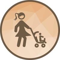 mãe andando bebê ícone de fundo baixo poli vetor