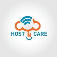 logotipo do conceito de hospedagem e wi-fi com sorriso vetor