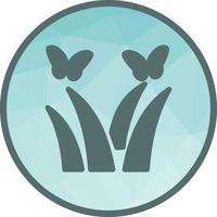 borboletas sobre plantas ícone de plano de fundo baixo poli vetor