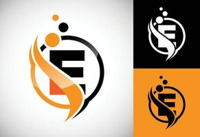 letra inicial e com o swoosh, conceito de design de logotipo de biotecnologia. logotipo para tecnologia de ciência. vetor
