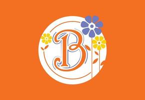 monograma floral letra b. alfabeto inicial com elementos botânicos. design de vetor de alfabeto floral