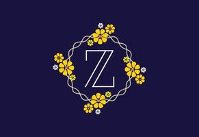 monograma floral letra z. alfabeto inicial com elementos botânicos. design de vetor de alfabeto floral