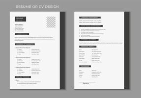 currículo de páginas duplas ou design de modelo de cv vetor