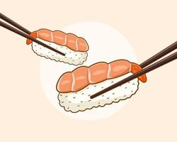 ilustração de desenhos animados de sushi ebi vetor