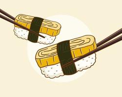 ilustração de desenho animado de sushi tamago vetor