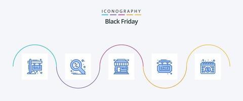 Black Friday Blue 5 Icon Pack, incluindo loja. venda. procurar. quadro de informações. armazenar vetor