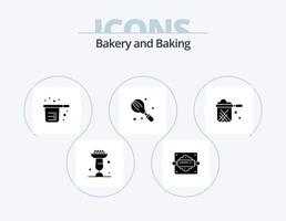 pacote de ícones de glifo de cozimento 5 design de ícones. cozinha. cozinhando. rolo de pão. cozimento. copos vetor
