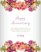 capina e cartão de convite de aniversário com fundo floral múltiplo vetor