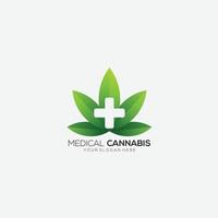 cor gradiente de ícone de logotipo de design de cannabis medicinal vetor