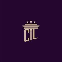 design de logotipo de monograma inicial cl para advogados de escritório de advocacia com imagem vetorial de pilar vetor