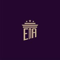 design de logotipo de monograma inicial ea para advogados de escritório de advocacia com imagem vetorial de pilar vetor