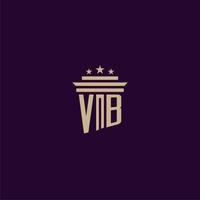 design de logotipo de monograma inicial vb para advogados de escritório de advocacia com imagem vetorial de pilar vetor