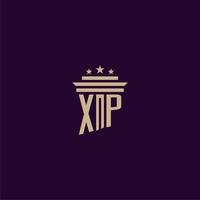 design de logotipo de monograma inicial xp para advogados de escritório de advocacia com imagem vetorial de pilar vetor