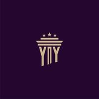 design de logotipo de monograma inicial yy para advogados de escritório de advocacia com imagem vetorial de pilar vetor