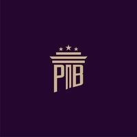 design de logotipo de monograma inicial pb para advogados de escritório de advocacia com imagem vetorial de pilar vetor