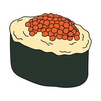 mão desenhada gunkan maki sushi clipart. pratos da cozinha tradicional japonesa. comida asiática vetor