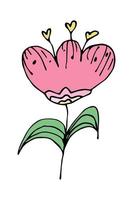 clipart de flor simples. rabisco floral desenhado à mão. para impressão, web, design, decoração, logotipo vetor