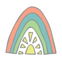 única ilustração de doodle de arco-íris. clipart desenhado à mão para cartão, design vetor