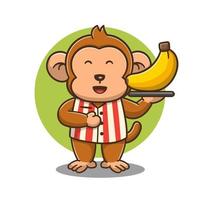 desenho de macaco comendo banana ilustração 3545292 Vetor no Vecteezy