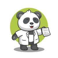 ilustração de desenho animado médico panda traz papel, design vetorial. vetor