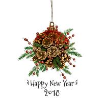 Natal e Ano Novo, vetor de decoração de cones de pinho