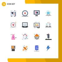 16 ícones criativos sinais modernos e símbolos de laptop gps tablet tecnologia direcional pacote editável de elementos de design de vetores criativos