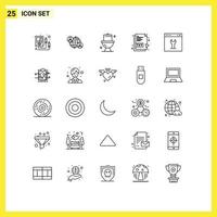25 ícones criativos sinais e símbolos modernos do documento do navegador arquivo txt global banheiro editável elementos de design vetorial vetor