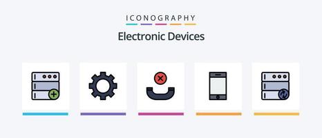 linha de dispositivos cheia de 5 ícones, incluindo aparelho. tecnologia. disco. alto falante. eletrônicos. design de ícones criativos vetor