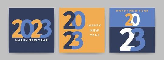 Conjunto de pôsteres de feliz ano novo de 2023. modelos de design com logotipo de tipografia 2023 vetor