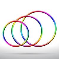três anéis de vetor colorido arco-íris brilhante abstrato
