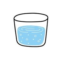 copo de água. copo líquido azul. bebida refrescante. doodle esboço dos desenhos animados. ilustração moderna na moda vetor