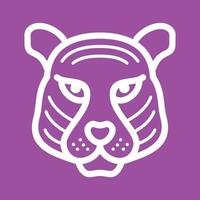 ícone de fundo de cor de linha de rosto de tigre vetor