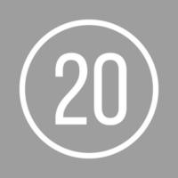 ícone de fundo de cor de linha de limite de velocidade 20 vetor