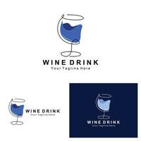 design de logotipo de vinho de bebida, ilustração de vidro, garrafa de bebida alcoólica, vetor de produto da empresa