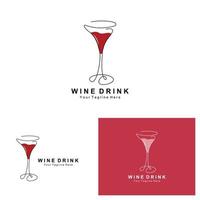 design de logotipo de vinho de bebida, ilustração de vidro, garrafa de bebida alcoólica, vetor de produto da empresa