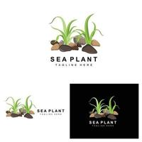 logotipo de algas marinhas, design vetorial de plantas marinhas, mercearia e proteção da natureza vetor