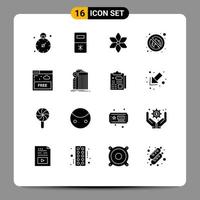 16 ícones criativos, sinais modernos e símbolos de banco, planta de internet, lugar livre, elementos de design de vetores editáveis