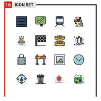 conjunto de 16 sinais de símbolos de ícones de interface do usuário modernos para conteúdo de marketing viagens ideia premuim elementos de design de vetor criativo editáveis
