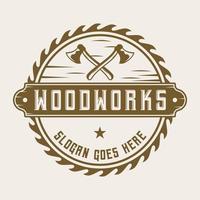 vetor de design de logotipo de trabalhador de madeira de carpintaria vintage ilustração de distintivo