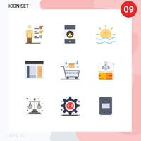 pacote de ícones vetoriais de estoque de 9 sinais e símbolos de linha para a página desenvolver dia codificação sol elementos de design vetoriais editáveis vetor