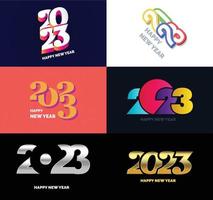 grande coleção de símbolos de feliz ano novo de 2023 capa de diário de negócios para 2023 com desejos vetor