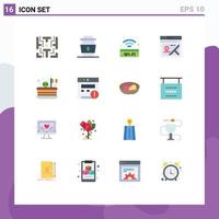 16 ícones criativos sinais modernos e símbolos de página de comida de localização de bolo wi-fi pacote editável de elementos de design de vetores criativos